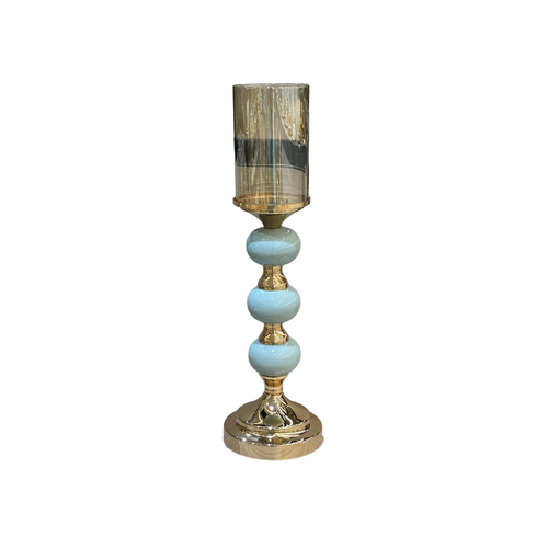 Imperial Triple Mint Green Accent Gold Candle Stand