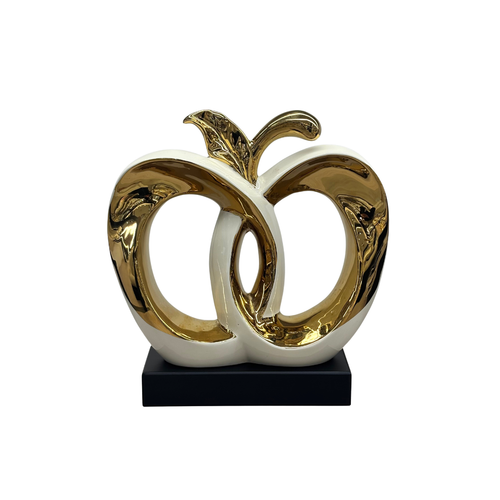 Abstract Dual Apple Ivory & Gold Sculpture
