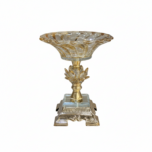 Elegant Gold Branch Crystal Glass Serving Stand