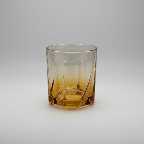 Elegant Honey Amber Rocks Glass Set of 6