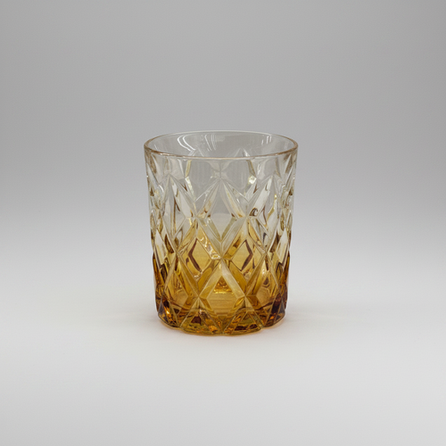 Warm Honey Diamond Cut Glass Set of 6