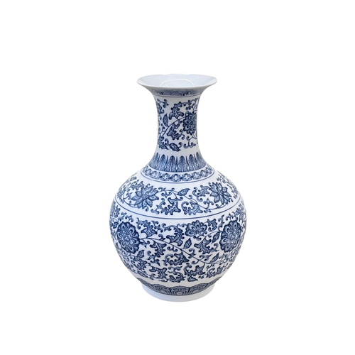 Classic Blue and White Floral Ceramic Vase