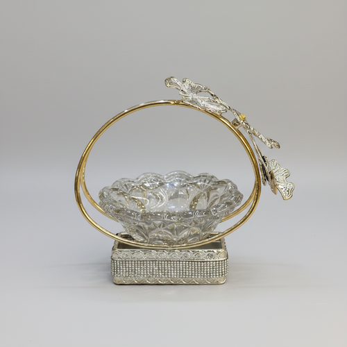 Gold Ginkgo Leaf Circular Frame Serving Platter