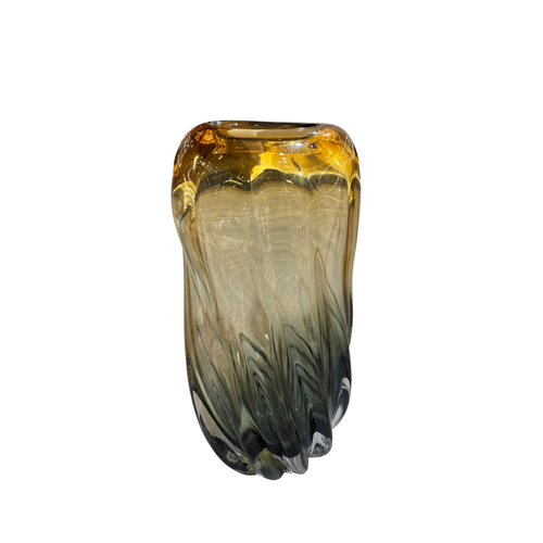 Elegant Golden Swirl Art Glass Vase