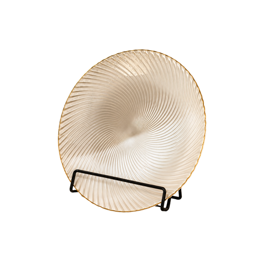 Elegant Pearl Swirl Glass Plate Set 6 Piece