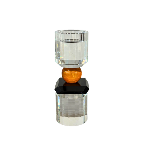 Geometric Crystal Pillar Holder on Black Base