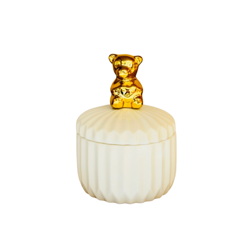 Tabletop Storage Jar with Gold Bear Accent