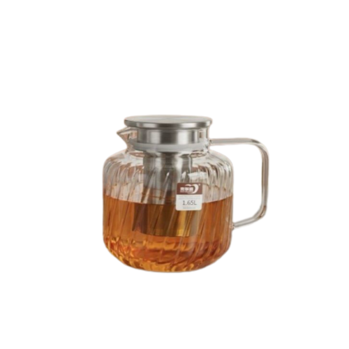Modern Spiral Ribbed Glass Teapot 1.65L