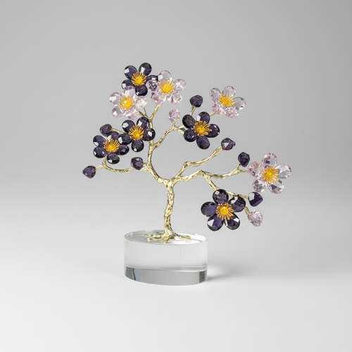Crystal Plum Blossom Bonsai Tree Sculpture