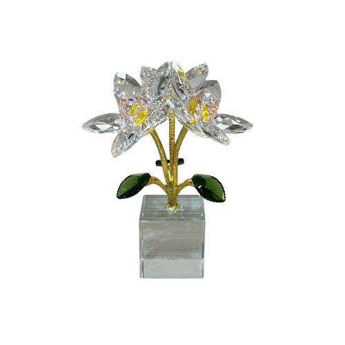 Dual Lotus Crystal Flower Sculpture