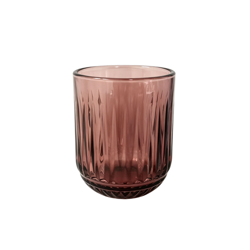 Smoky Rose Vertical Textured Glass Set 6 Piece (250 ML)