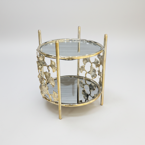 Botanical Gold Frame 2 Tier Glass Accent Tray
