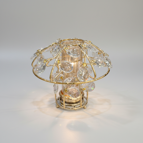Mushroom Crystal Gem & Gold Candle Holder