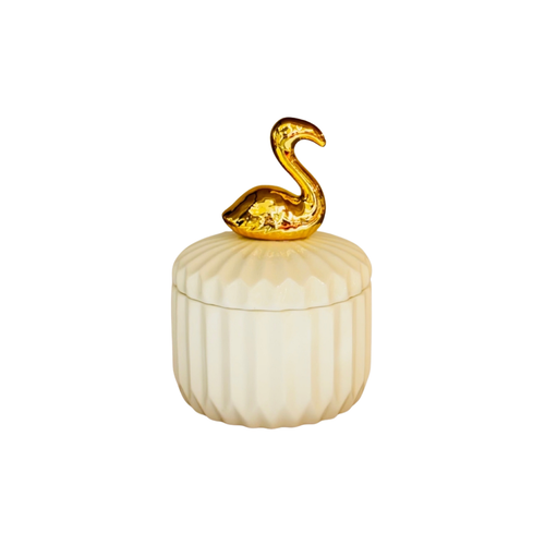 Tabletop Storage Jar with Flamingo Gold Accent