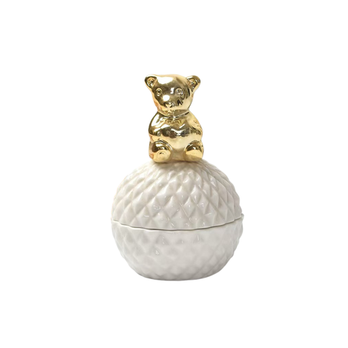 Elegant Teddy Diamond Quilted Trinket Box