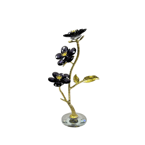 Elegant Amethyst & Gold Crystal Flower Branch