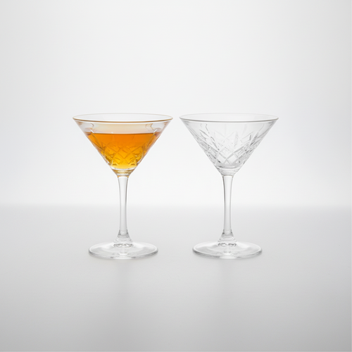 Diamond Cut Crystal Martini Glasses Set of 4
