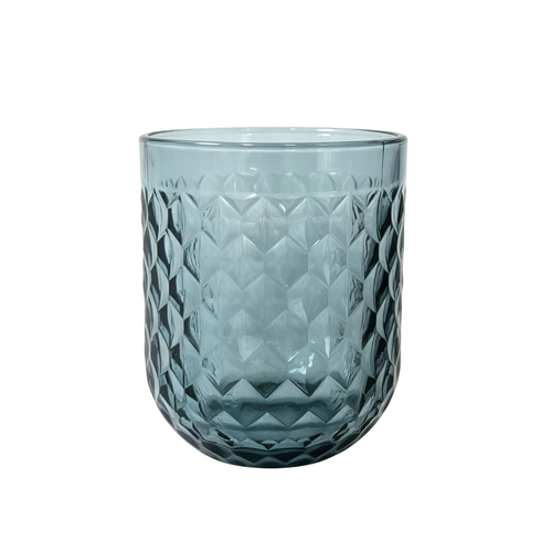 Dusty Slate Blue Diamond Cut Glass Set 6 Piece (250 ML)