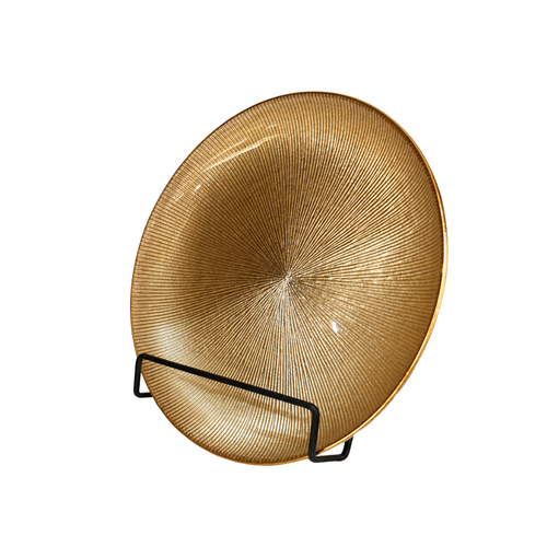 Elegant Amber Gold Sunburst Glass Plate Set 6 Piece