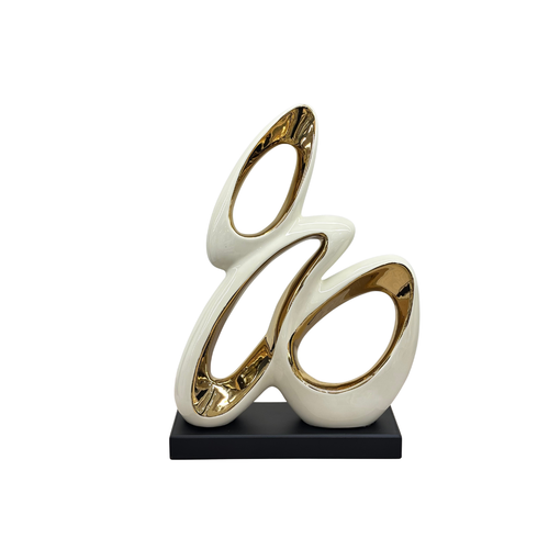Abstract Triple Loop Ceramic Sculpture