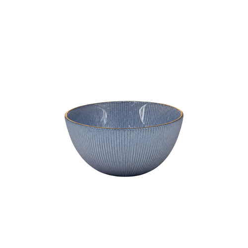 Elegant Slate Blue Glass Serving Bowl Set 6 Piece