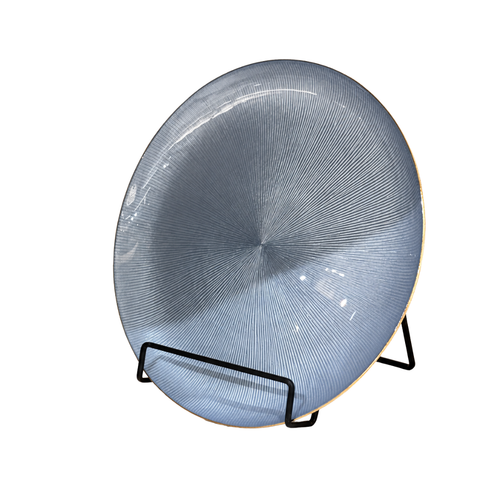 Elegant Blue Sunburst Glass Plate Set 6 Piece