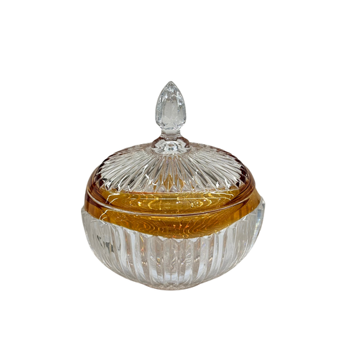 Royal Vintage Crystal Jar with Honey-Amber Rim