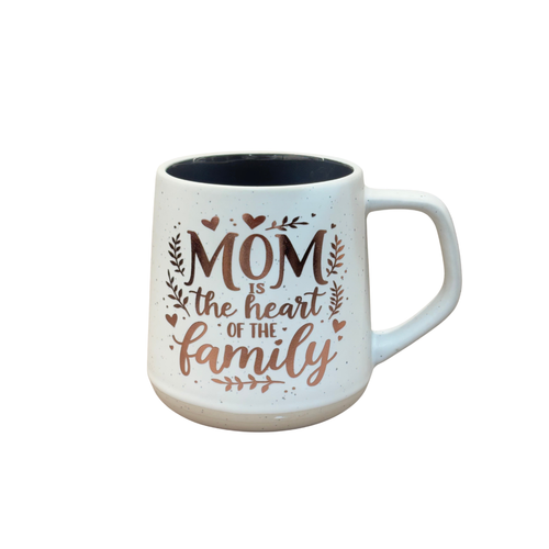 Mom Is the Heart of the Family Speckled Mug
