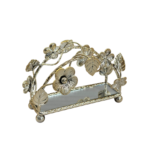 Dual-Tone Metallic Floral Arched Napkin Rack