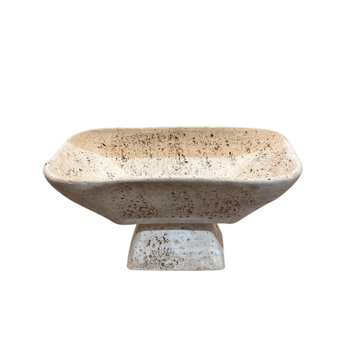 Elegant Travertine Square Pedestal Bowl