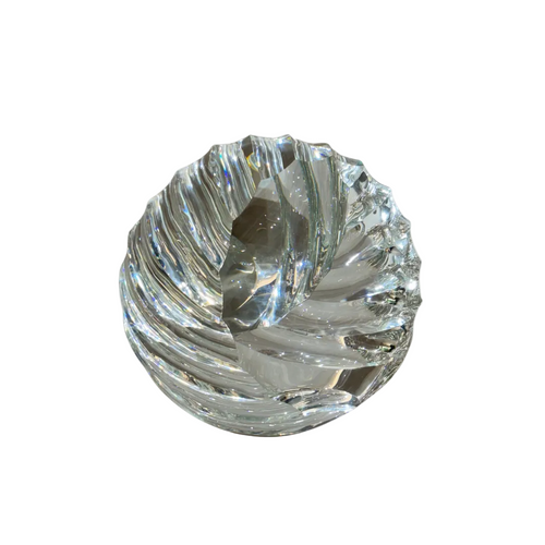 Modern Dynamic Swirl Cut Crystal Sphere Centerpiece
