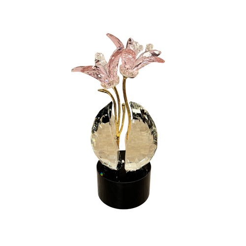 Modern Rose Crystal Dual Lily Sculpture