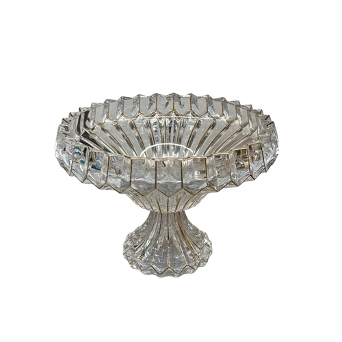 Elegant Crystal Cut Bowl with Gilded Gold Rim