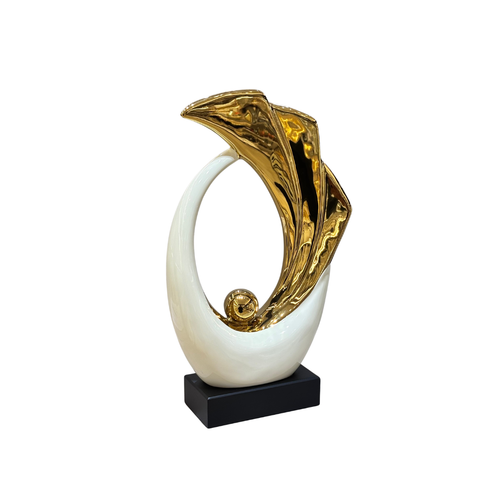Abstract Flora Ivory & Gold Sculpture