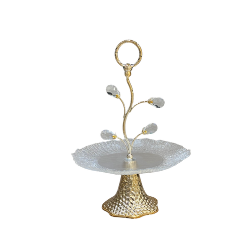 Botanical Gem Single Tier Crystal Dessert Platter