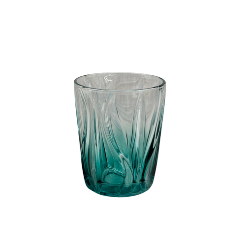 Modern Green Waves & Flames Bourbon Glass Set of 6