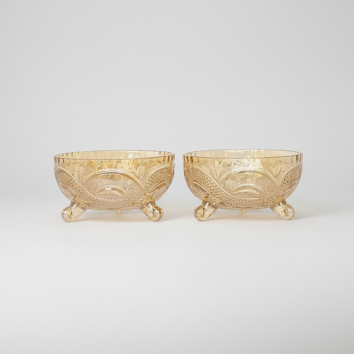 Elegant Amber Crystal Serving Bowls Set of 6
