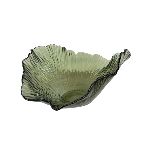 Ginkgo-Leaf Sculptural Glass Decorative Bowl