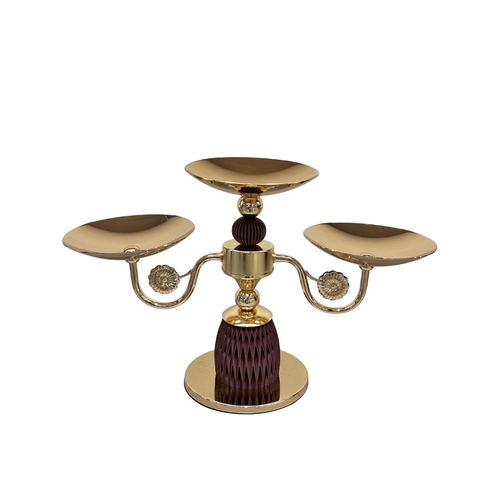 Crown Gold 3-Bowl Multi-Level Appetizer & Dessert Stand
