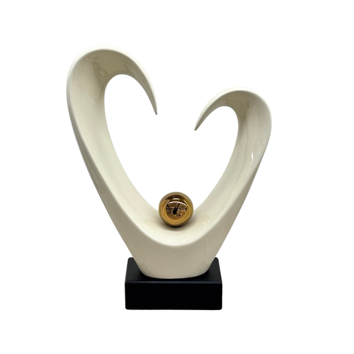 Abstract Pearl Ivory Heart Sculpture