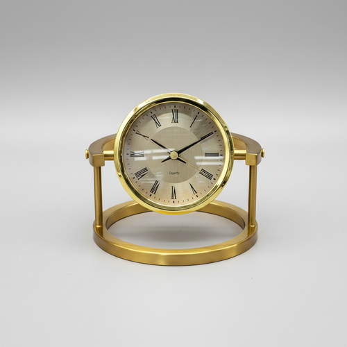 Modern Brushed Gold Gimbal Desk & Table Clock