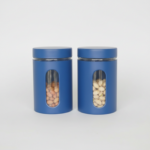 Matte Royal Blue Storage Canister Set of 2