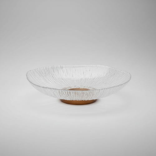 Elegant Textured Crystal Glass Centerpiece Tray