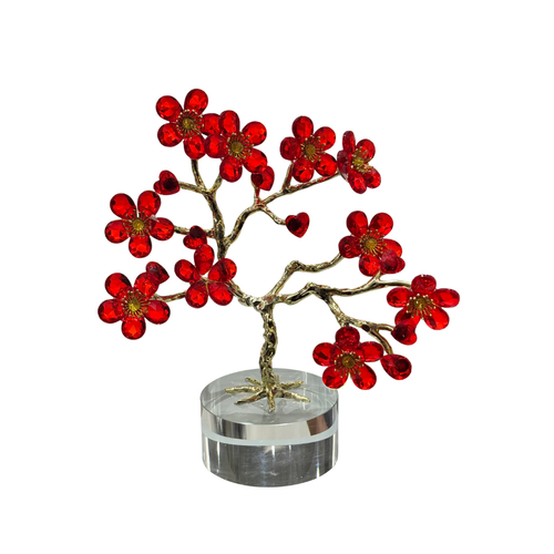 Ruby Crystal Blossom Bonsai Tree Showpiece