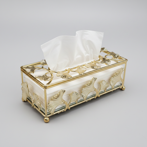 Botanical Ginkgo Leaf Metal Wire Tissue Box Holder