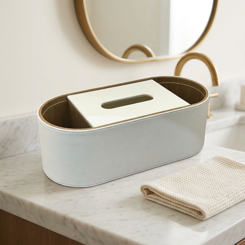 Modern Tissue Box & Multi-Compartment Desk Organizer