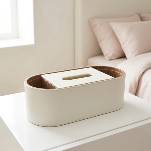 Modern Tissue Box & Multi-Compartment Desk Organizer