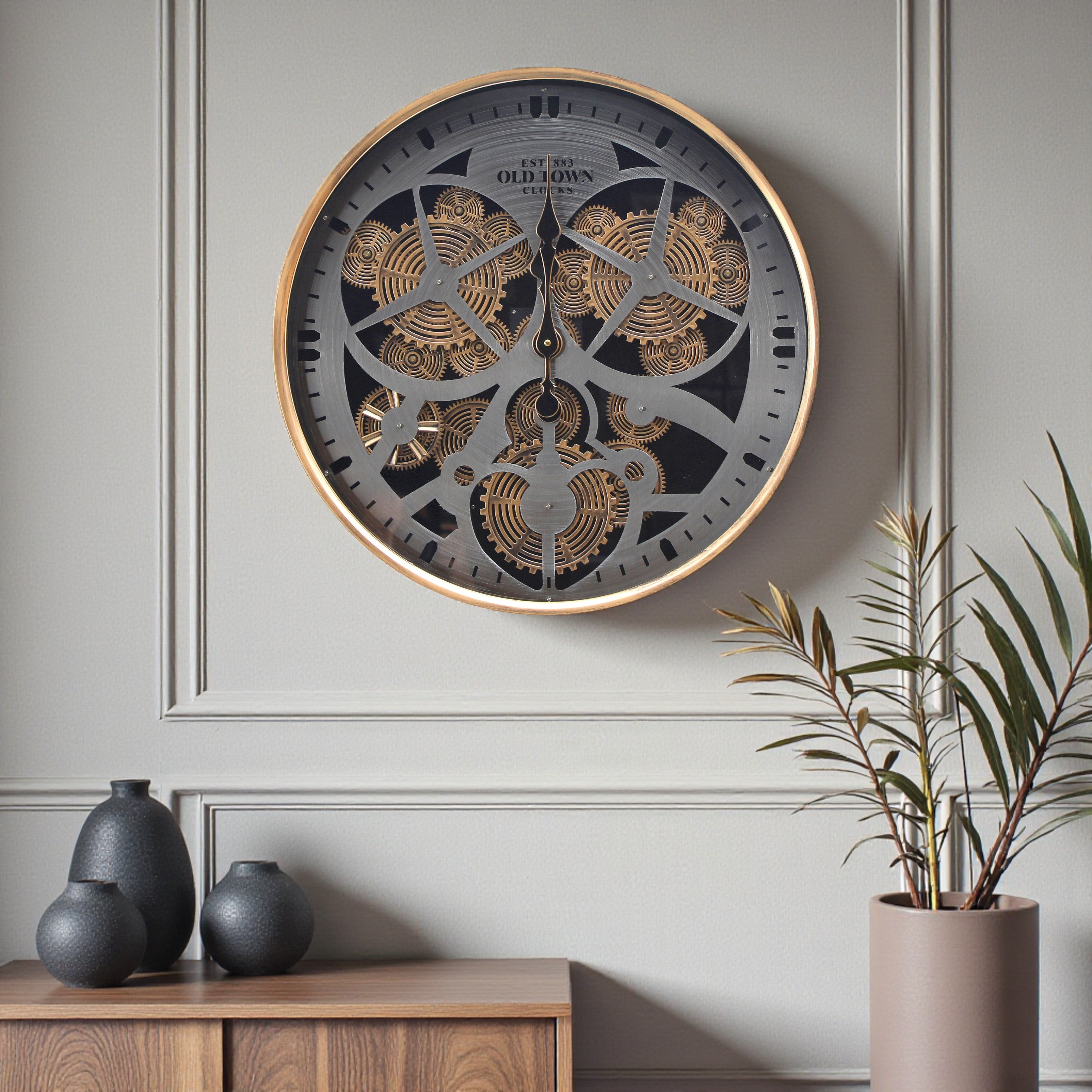 Decorative Gear Clock – 60cm Classic Old Town Design