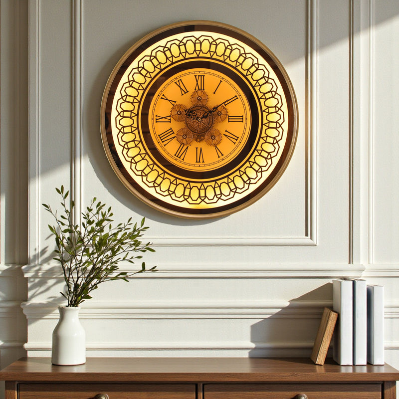 Luxury Lighted Gear Wall Clock –  Antique Style