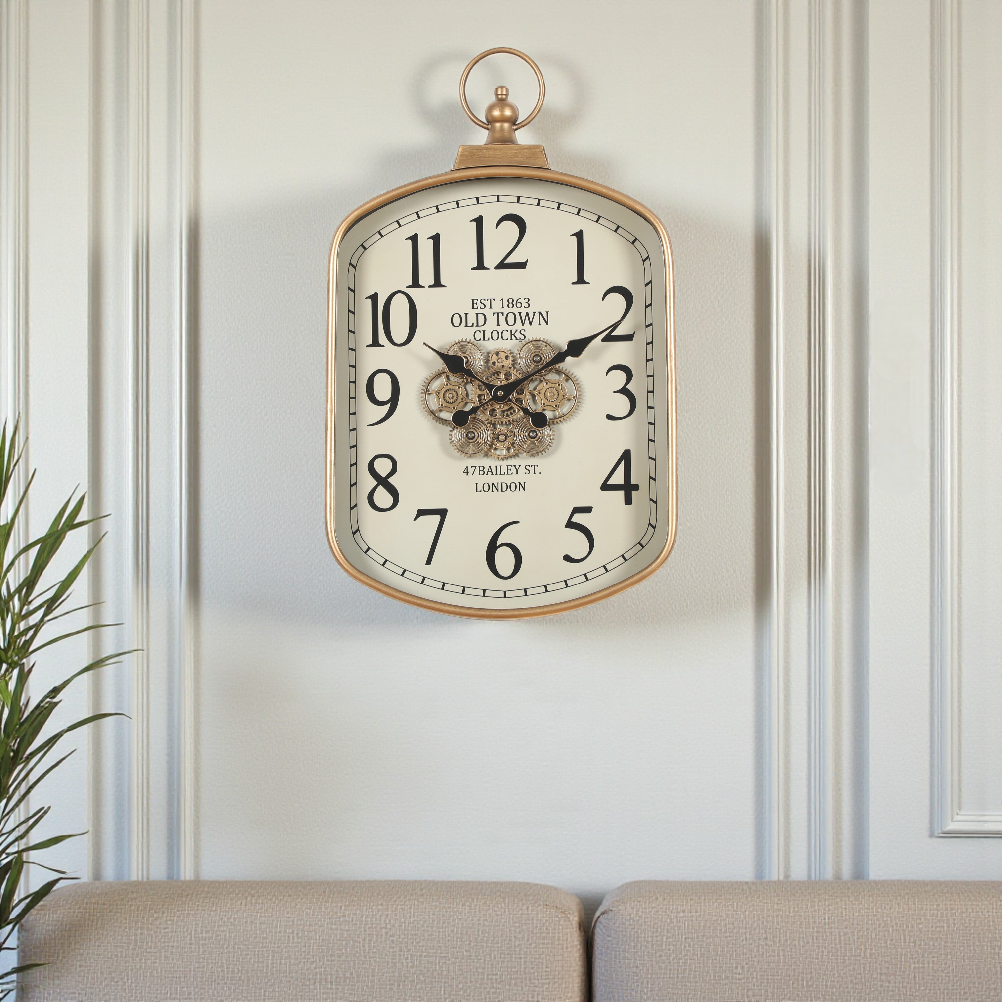 Classic Old Town Wall Clock with Exposed Gears